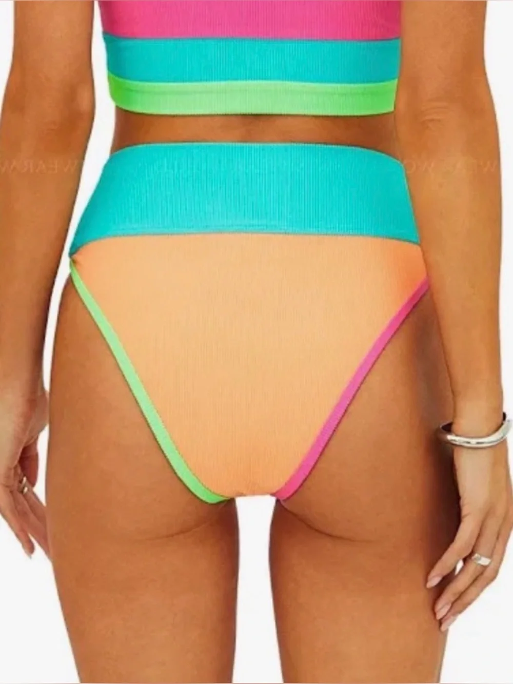 Beach Riot Women's Emmy Colorblock High Waist Bikini Bottoms Aqua Haze XL